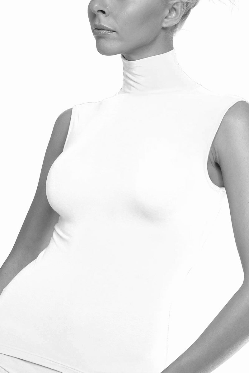 Rolka bez rukava WHITE Turtle Neck