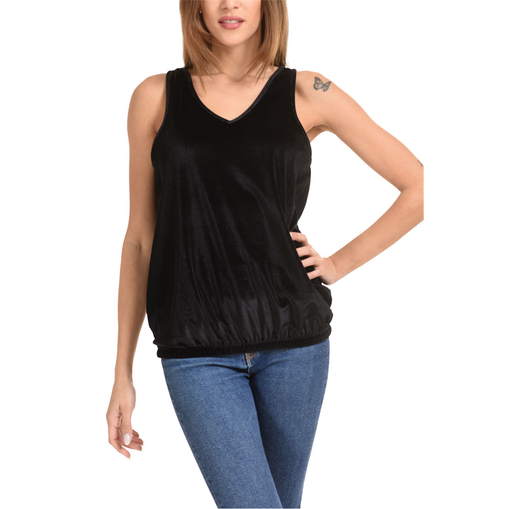 BLUZA BEZ RUKAVA PLIS CRNA