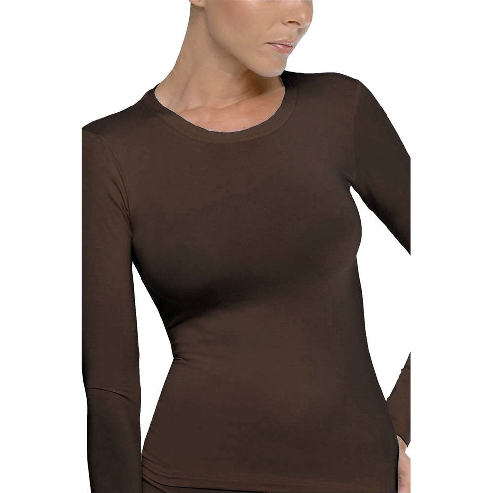 Majica dug rukav Basic DARK BROWN